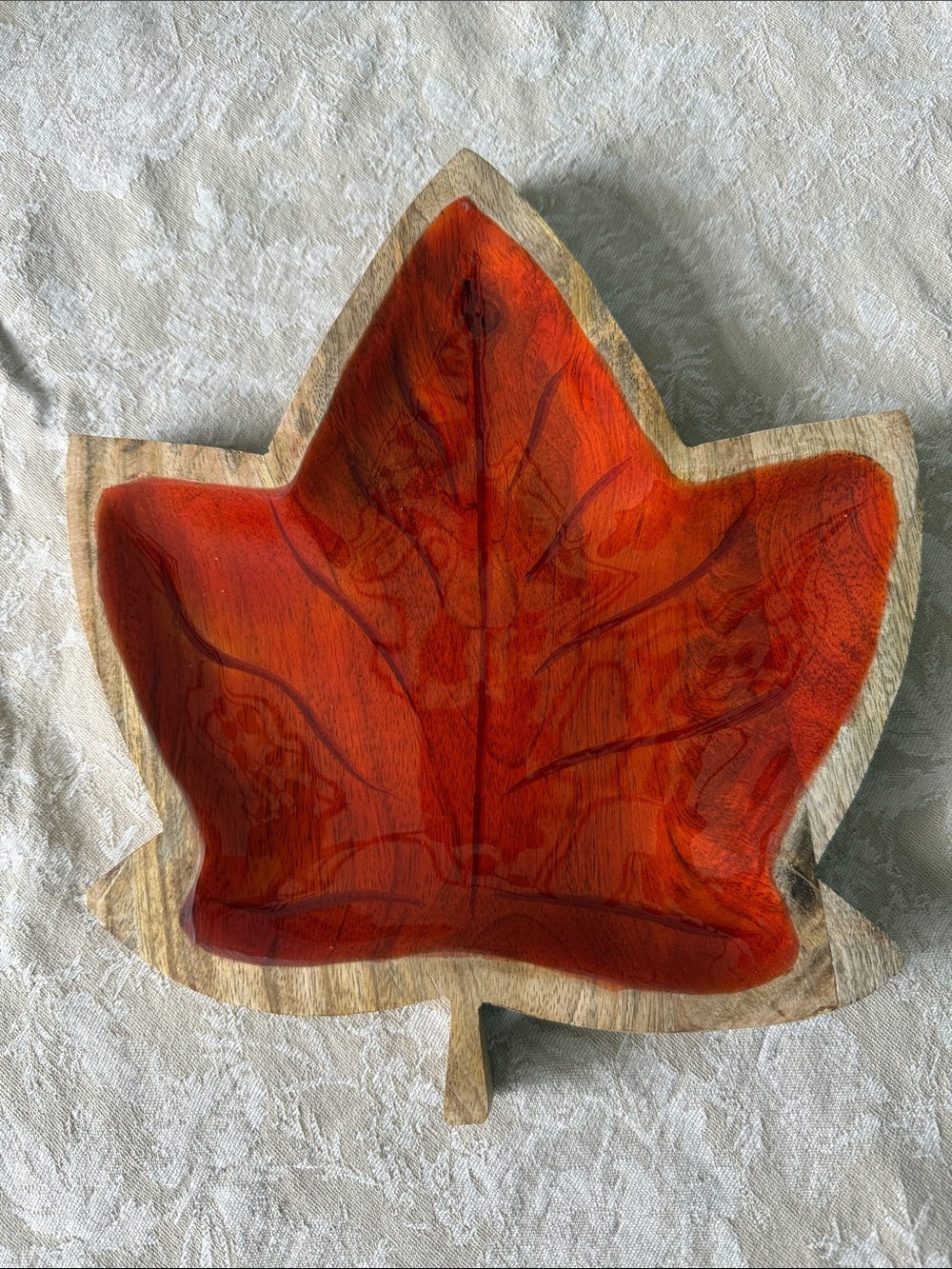 Two's Company Mango Wood Leaf Tray